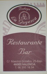 Restaurante Bodega La Goyesca en Valencia